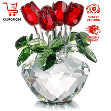 Deko Blumenstrauß aus Kristallglas rote Rosen mit Geschenkbox
