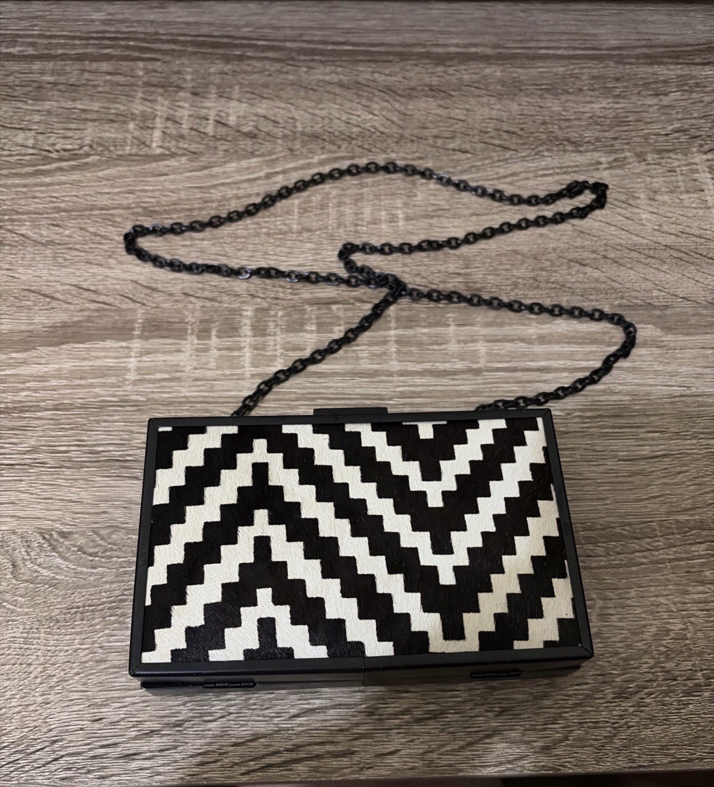 ZARA Geometric Patterned Leather Statement Clutch - image 5
