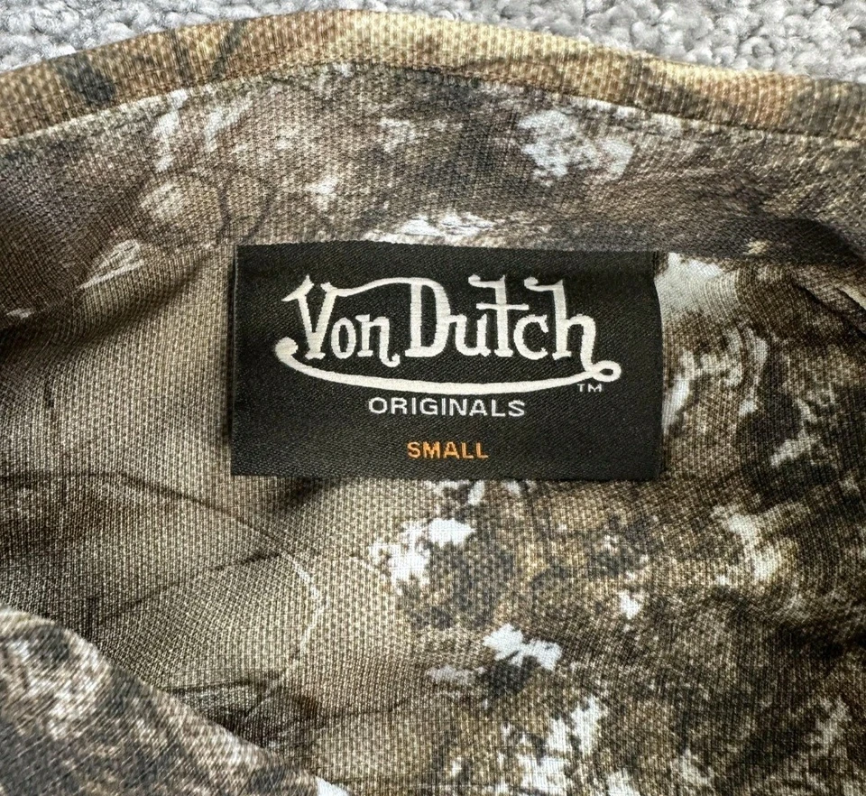 Camisa Von Dutch Para Hombre Pequeña Camuflada Manga Larga Con Botones Caza Bosque Elastizada Foto 2 de 4