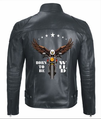 Cafe Racer Style Men's Leather Jacket Genuine Sheep Skin Motorcycle Biker Black