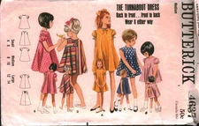 4637 Butterick Vintage SEWING Pattern Girls 1960s One Piece Casual Dress Medium