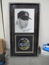 Signed Mickey Mantle Photo and Bradford Exchange Plate New York Yankees Baseball