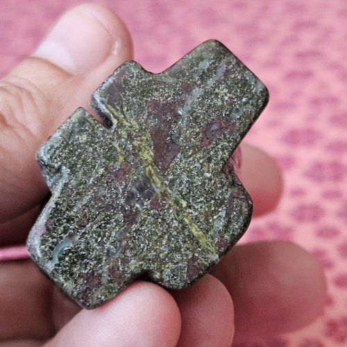 DRAGON BLOOD OWL - Green Red Mineral Carving Jasper Reiki Chakra Witch Decor - Picture 7 of 10