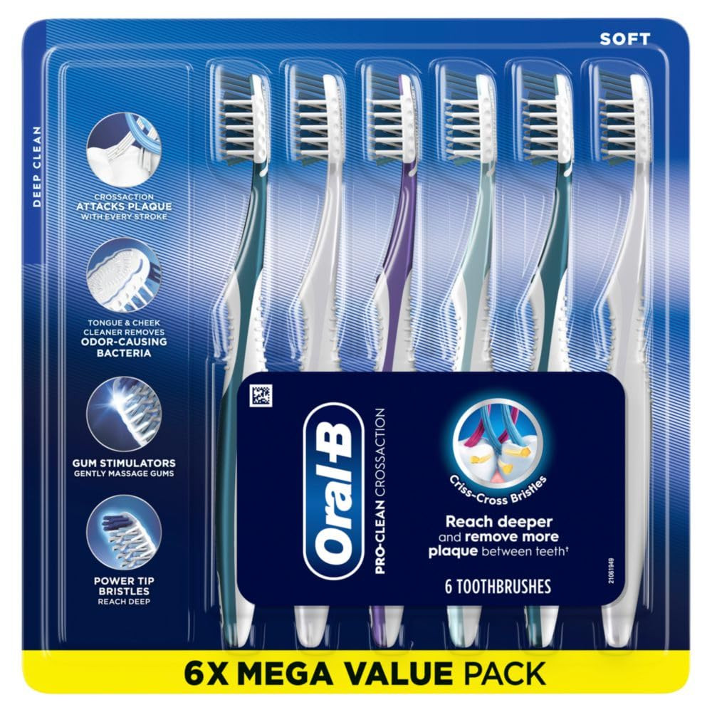 Pro Health Crossaction All in One Soft Toothbrushes, Deep Pl