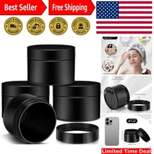 4-Piece Leak-Proof 4 Oz Pure Black Travel Container Jars for Makeup & Beauty