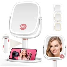 Mocado Makeup Mirror with Lights, 1X/20X Magnifying Mirror with Light, Vanity