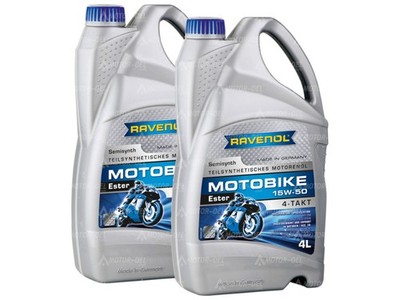 8 (2x4) Liter RAVENOL Motobike 4-T Ester SAE 15W-50, Motorenöl