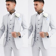 Classic Men Suits Formal Wedding Groom Prom Tuxedos 3 Pcs Men Blazer Pant Vest
