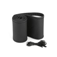 DIY Leather Steering Wheel Cover 15 Inch Anti-slip Stitch On Kit Universal Black