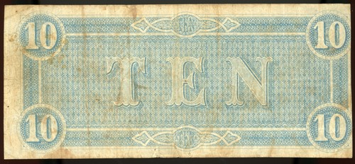 T68 CSA Confederate States Of America $10 Feb. 17, 1864 *Civil War Note!* - Bild 2 von 2