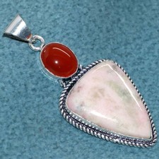 Long Cobalt Calcite Carnelian 925 Silver Plated Pendant 2.2" Most Beautiful k938