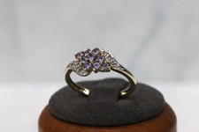 9ct Yellow Gold QVC Tanzanite & Diamond Cluster Ring - Size M - UK Hallmark