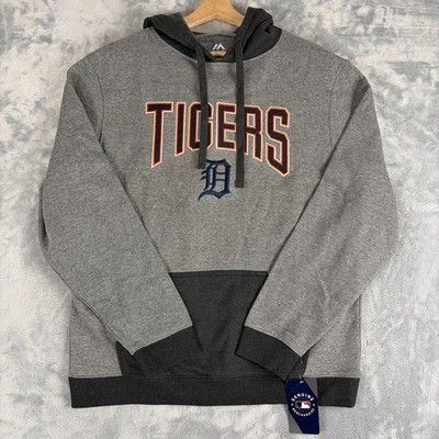 Majestic Detroit Tigers Gray Hoodie MLB Baseball Pullover Mens Large NEW!