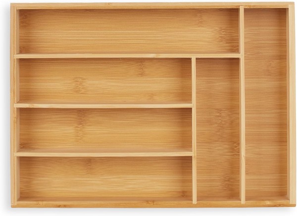 Relaxdays Besteckkasten Bambus Natur 6 FäCher 5 X 25,5 X 35,5 Cm-image