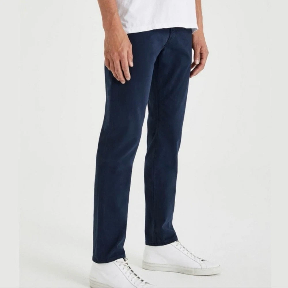 AG Adriano Goldschmidt Navy Blue Tellis Modern Slim Cotton Lightweight Classic