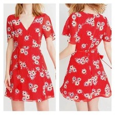 MADEWELL Button-Wrap Dress in Daisy Society Red Floral Size 6