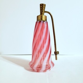 Fenton for Devilbiss Red & White Glass Perfume Bottle Missing Bulb Of Atomizer