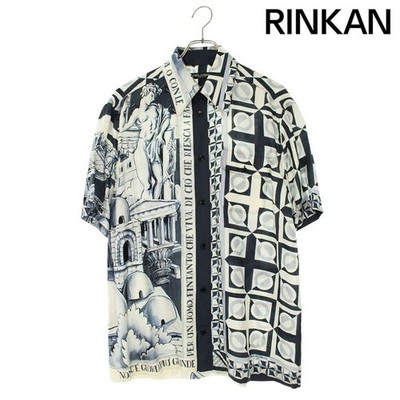 DOLCE & GABBANA G5GX3T FI1VV Total Pattern Silk Short Sleeve Shirt Men's 39 Used