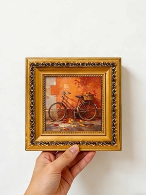 Oldtimer Fahrrad Stillleben handgemalte Kunst, individuelles Ölgemälde vom Foto