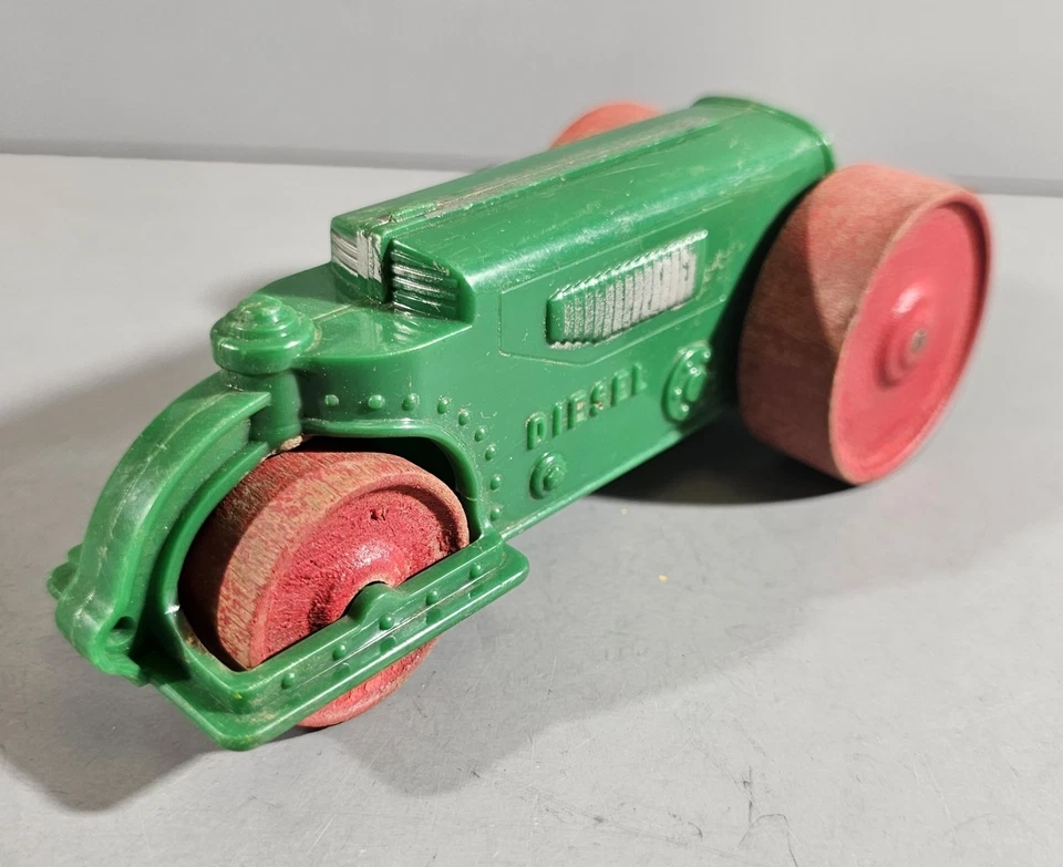 Rodillo de carretera diésel de juguete Hubley Kiddie de colección, plástico con ruedas de madera Foto 2 de 4