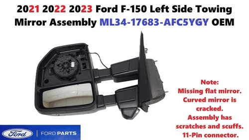 2021 2022 2023 Ford F150 Left Side Towing Mirror Assembly ML34-17683-AFC5YGY