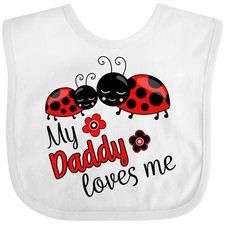 Inktastic My Daddy Loves Me With Cute Ladybugs Baby Bib Dad Father Child Ladybug
