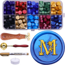 Initial Alphabet M Wax Seal Stamp Kit, Classic Retro Letter Sealing Stamp with 2