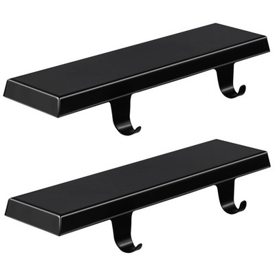 2PCS Black Christmas Stocking Holders, Metal Hangers, Mantle, Double Hooks