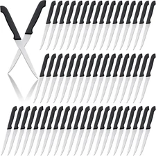 Therwen 100 Pieces Serrated Edge Pointed Tip Steak Knives Stainless Steel Steak