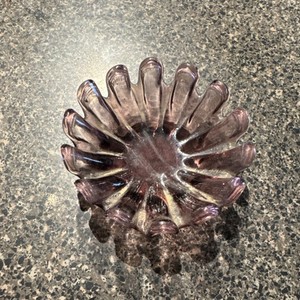 Purple Hand Blown Art Glass Decorative Bowl Abstract Shape Glossy Finish