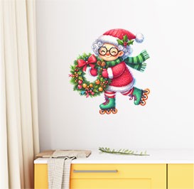 Kolorowe Boże Narodzenie Babcia Wall Art Sypialnia Laptop Naklejka winylowa Naklejka 6 rozmiarów - Zdjęcie 5 z 7