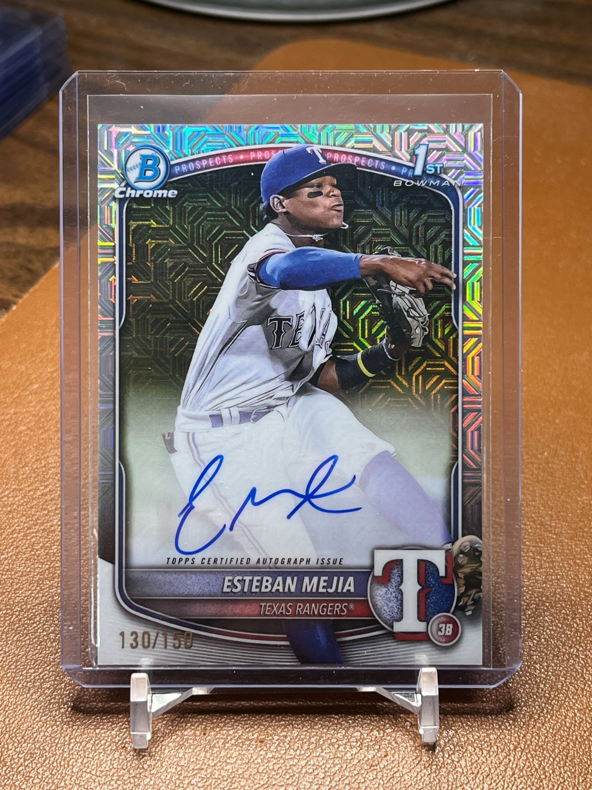 Esteban Mejia 2025 Bowman Chrome #CPAEM Choice 1st RC auto 130/150 Texas Rangers
