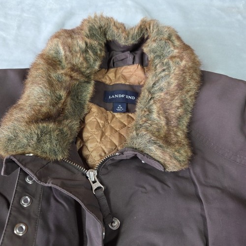Lands End Women's 18-20 XL Parka Coat Winter Waterproof Brown Quilted lined 0842 - Picture 4 of 22