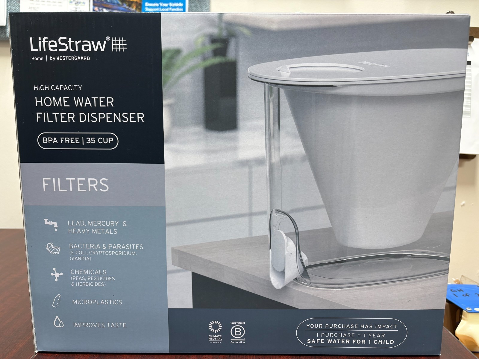 LifeStraw By Vestergaard Home Water Filter Dispenser 35 Cup