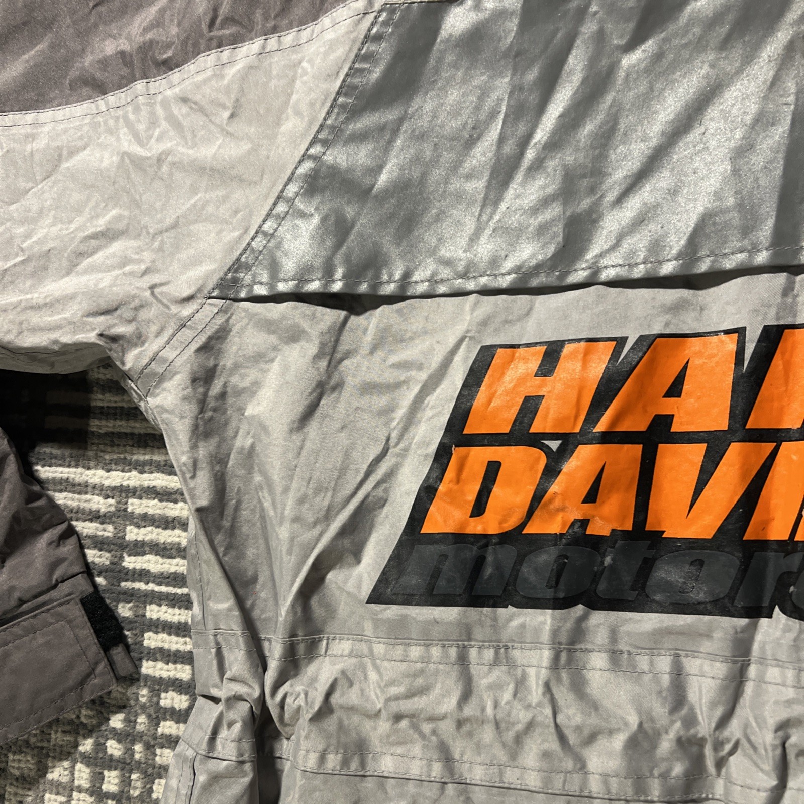 Harley Davidson Rain Gear 2 Piece Jacket Pants Small Grey Orange Hi-Vis *READ*