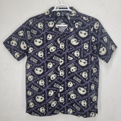 NWT Nightmare Before Christmas Mens Large Button Down Shirt Jack Pumpkin King
