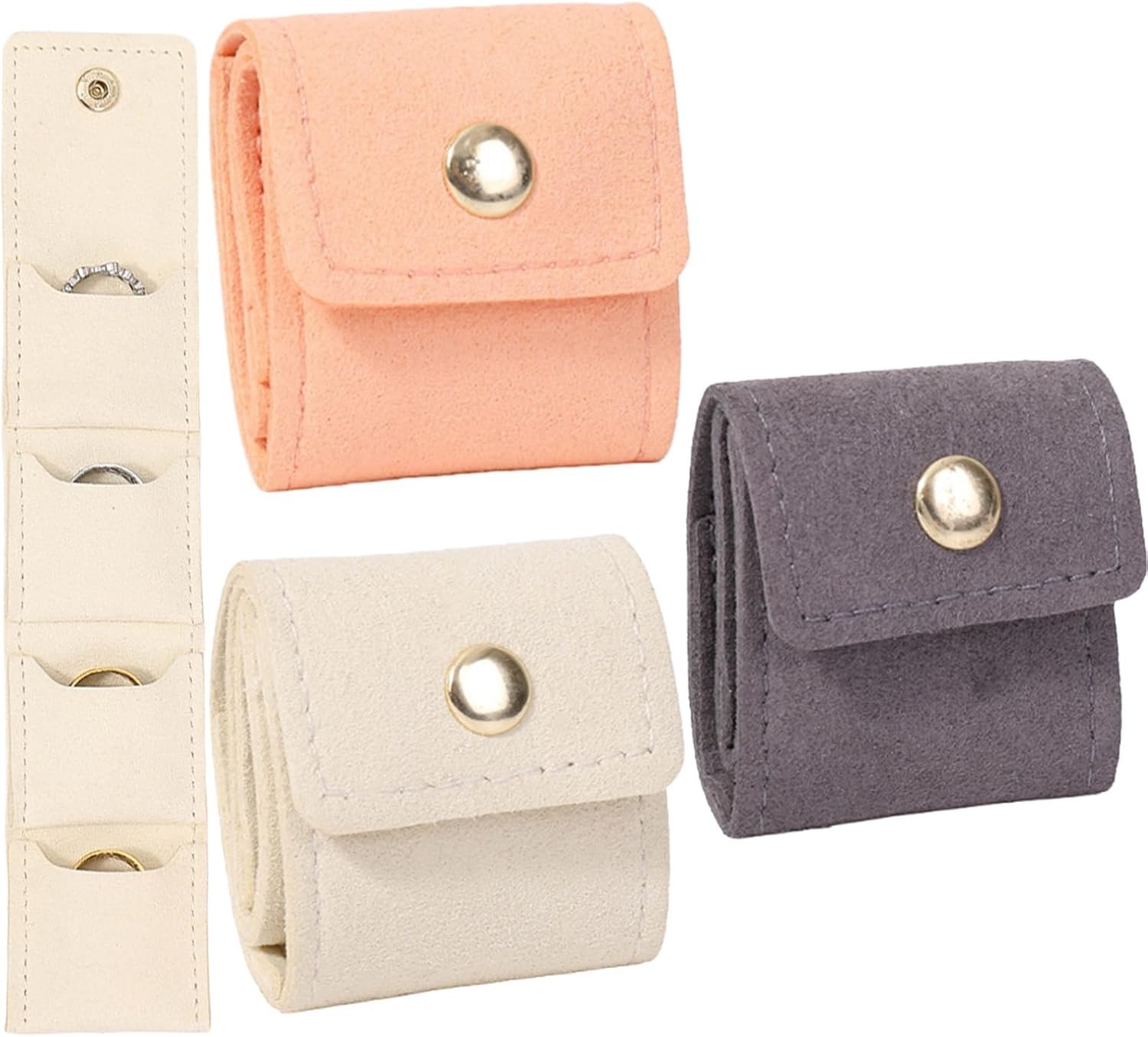 3PCS Mini Travel Jewellery Pouch, Travel Jewellery Box with Buckle, Portable Fo