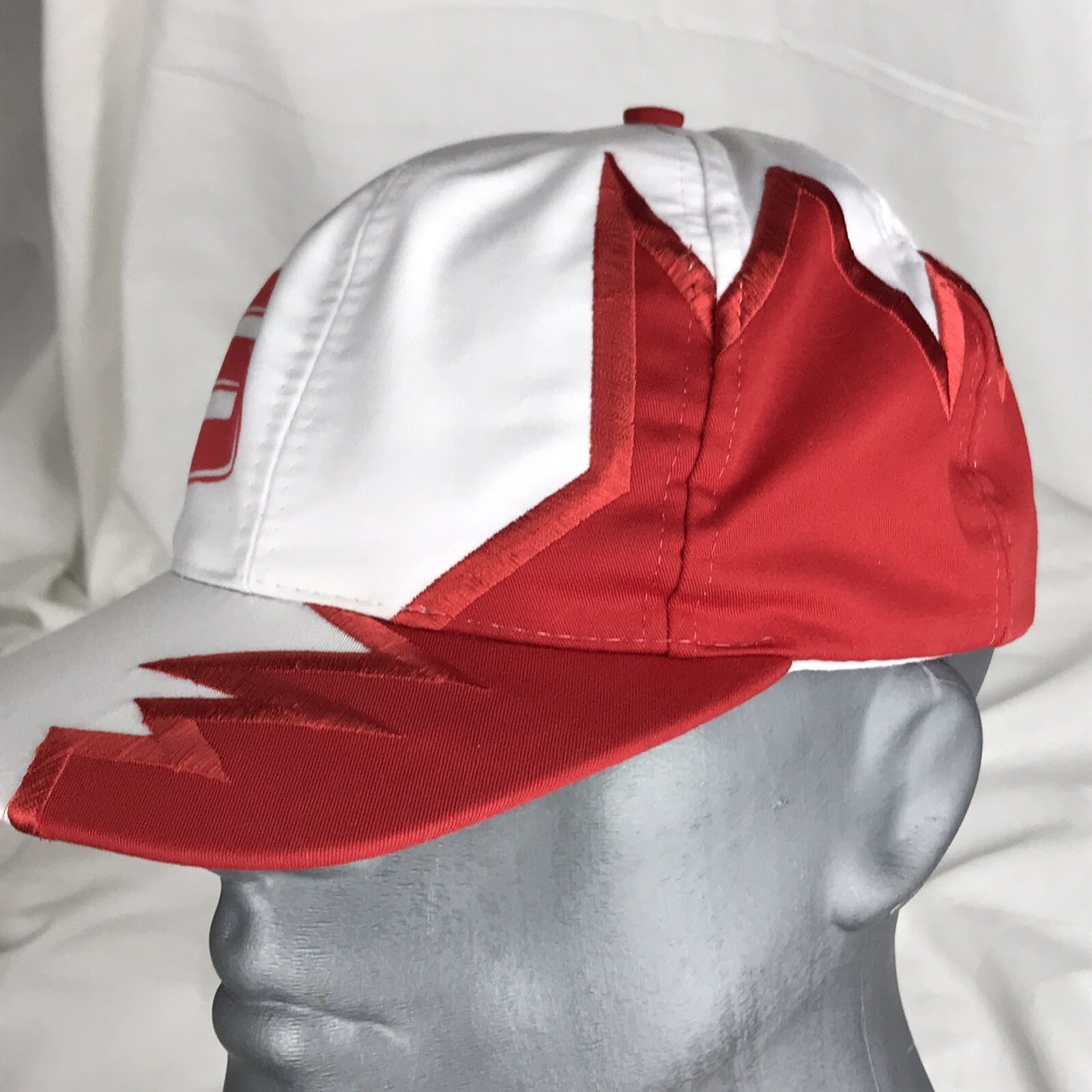 Red White Baseball Cap Adjustable Zigzag Pattern … - image 2