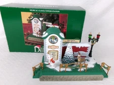 Dillards MUSICAL CLOCK TOWER STATION Reindeer New Bright Holiday Express w/ Box