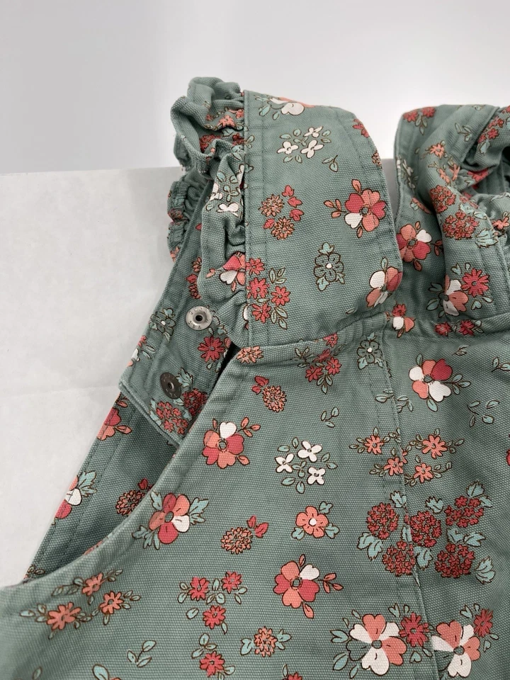 CARHARTT девочки зеленый цветочный оборки плеча комбинезон 4T - Изображение 4 из 4