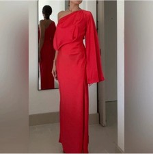 ASOS Satin Off the Shoulder Red Maxi DressXS / US 2·New with tags