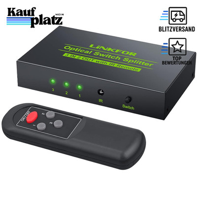 Audio Switcher 3 In 2 Out Optischer Splitter Toslink Dolby AC3 DTS mit
