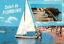 Cartolina Piombino vedute barca a vela  (Livorno)