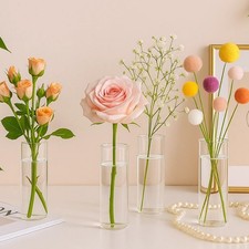 12er  Zylinder Vase Glas Kleine Vasen Transparent Glasvasen