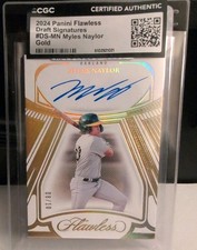 MYLES NAYLOR 2024 Panini Flawless Draft Signature /10 Gold Oakland Athletics