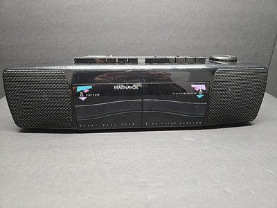 Magnavox Stereo Radio Cassette Boombox 1980's Dubbing Black Works Tested