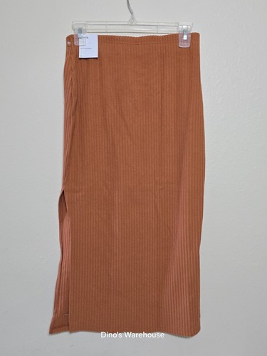 Nike Sportswear Chill Rib Slim Midi Skirt Size S Burnt Sunrise Orange FQ1636-825 - Picture 3 of 10