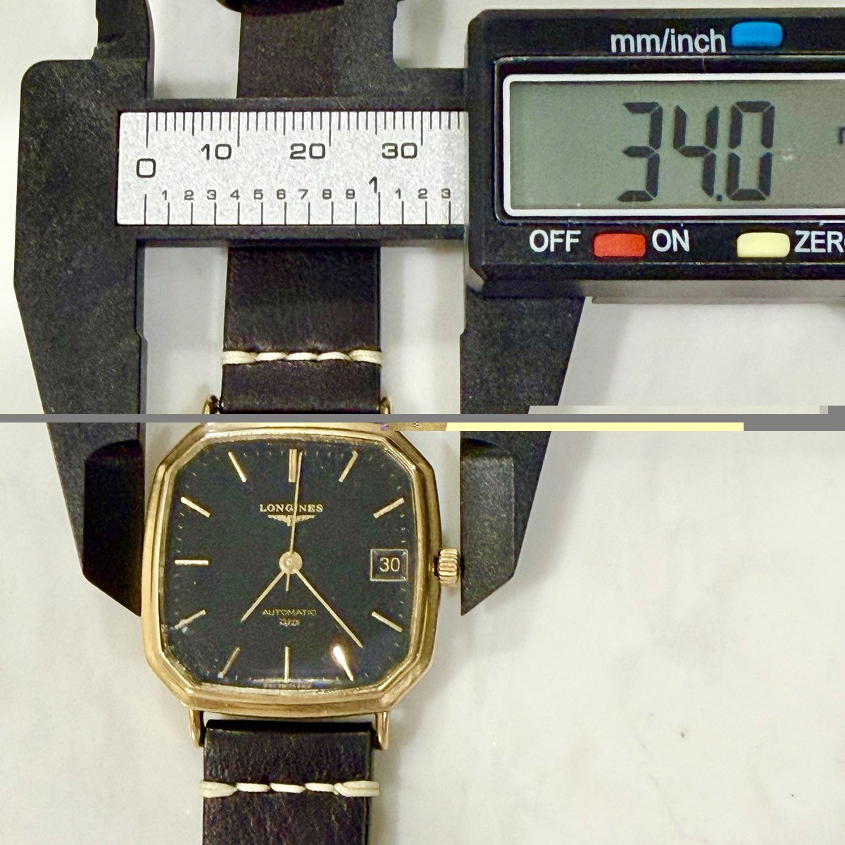 VTG! LONGINES L990.1 Date Gold Plated Black Textured Dial