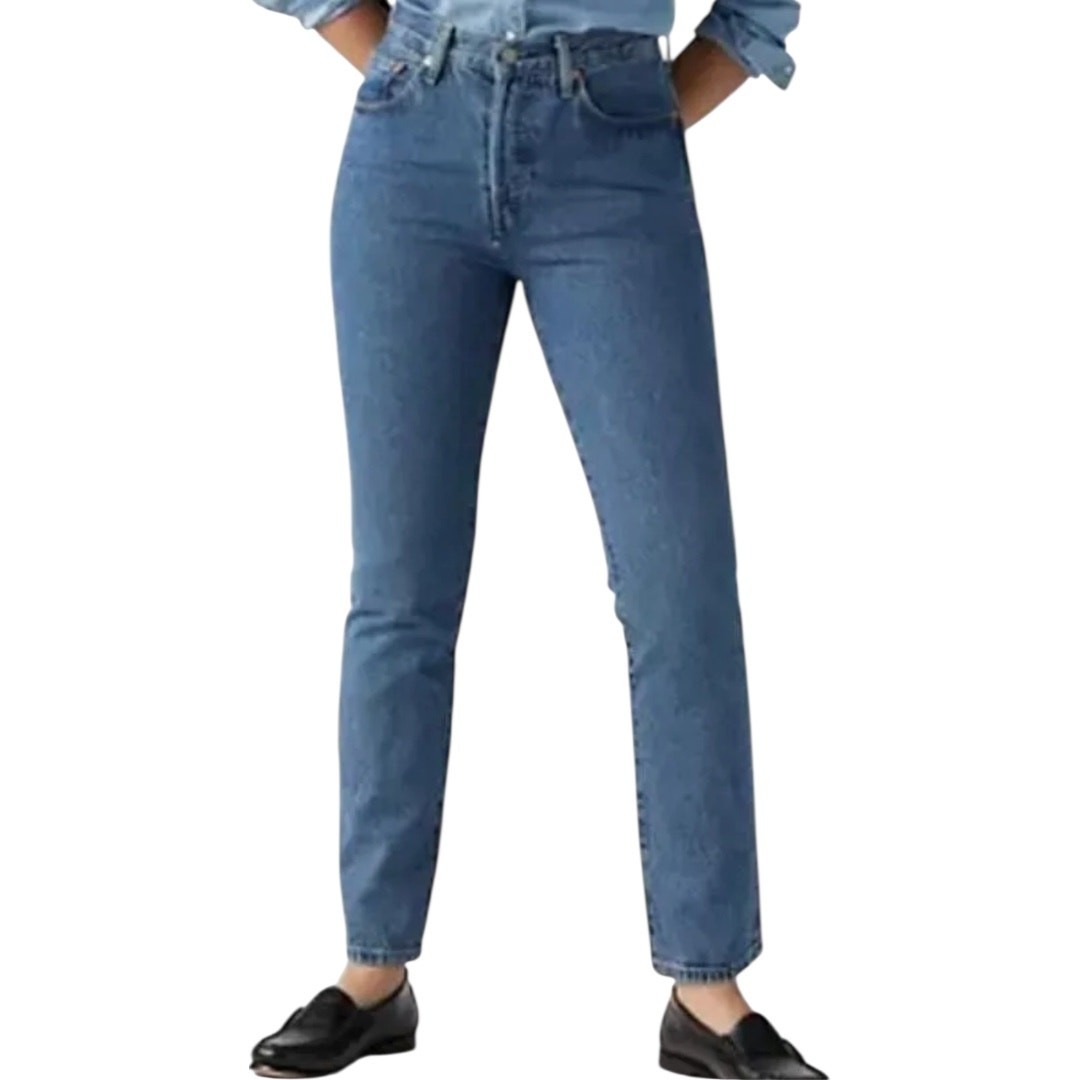 Levi's 501 Jeans Premium Straight High Rise 100% Cotton Indigo Stonewash 23x30