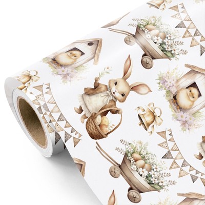 Easter Wrapping Paper Roll - Mini Roll - 17 Inch x 16.5 Feet - Spring Easter ...